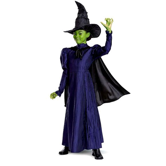 NWT Girl’s Deluxe Elphaba Costume Wicked Includes Dress, Cape & Hat size Large - Picture 1 of 5